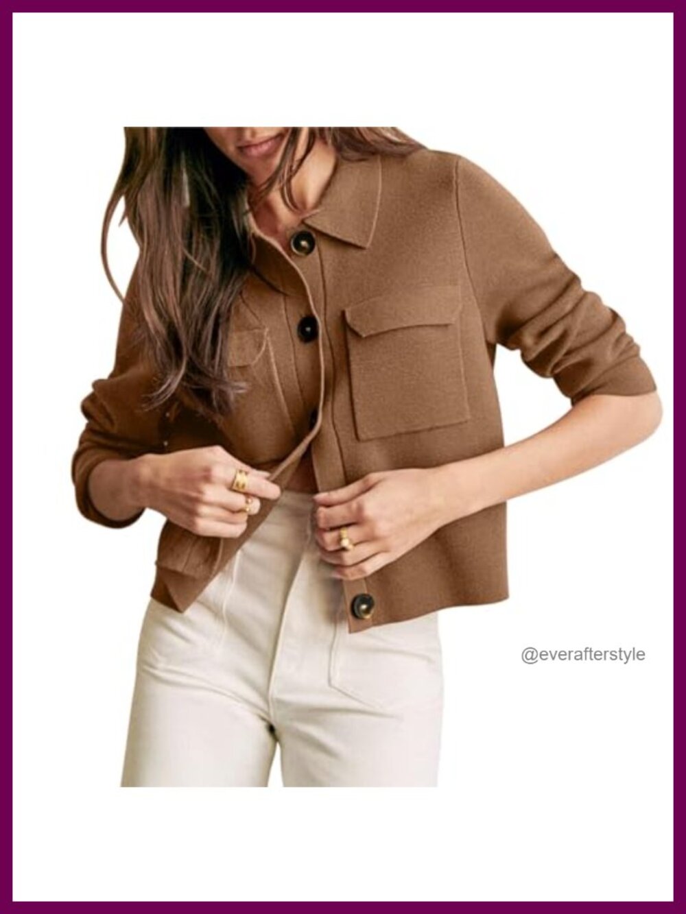 Merino Wool Blend Cropped Shacket Cardigan Button Down Knit Sweater